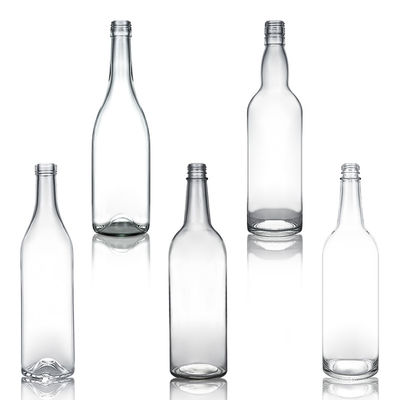 750 ml διαυγές γυάλινο μπουκάλι με μακρύ λαιμό για ουίσκι σαμπάνια μπράντι και βιομηχανικά ποτά