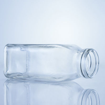 Διαυγές ή προσαρμοσμένο 280ml 350ml 500ml τετραγωνικό γυάλινο μπουκάλι χυμού με προσαρμοσμένο λογότυπο