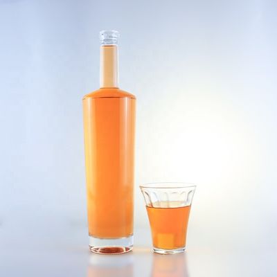 750 ml φιάλη από γυαλί με μακρύ λαιμό με φελλό και επιφανειακή επεξεργασία με ξύλο