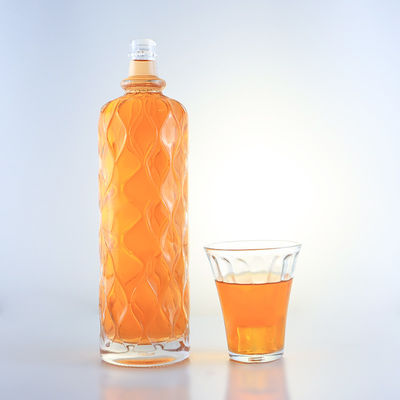 750 ml Διαφανές γυάλινο μπουκάλι με χαρακτική για τζιν ρούμι σαμπάνια μπράντυ τεκίλα ουίσκι