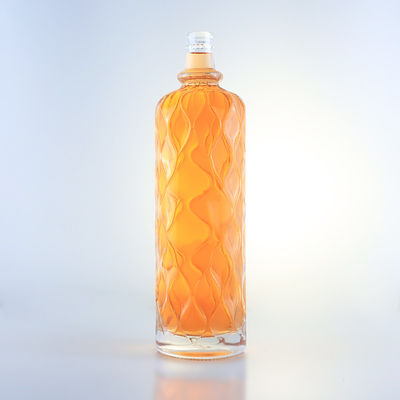 750 ml Διαφανές γυάλινο μπουκάλι με χαρακτική για τζιν ρούμι σαμπάνια μπράντυ τεκίλα ουίσκι