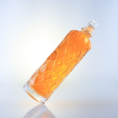 750 ml Διαφανές γυάλινο μπουκάλι με χαρακτική για τζιν ρούμι σαμπάνια μπράντυ τεκίλα ουίσκι