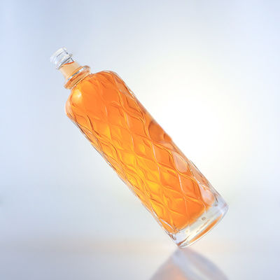 750 ml Διαφανές γυάλινο μπουκάλι με χαρακτική για τζιν ρούμι σαμπάνια μπράντυ τεκίλα ουίσκι