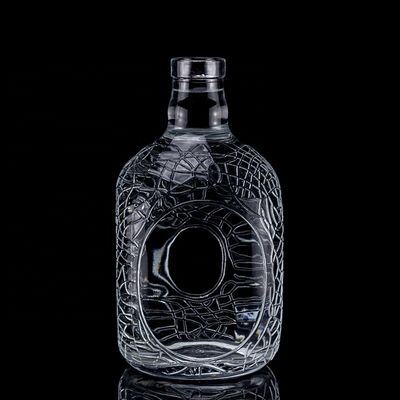 Κύκλωμα γυαλιού χαραγμένο 700ml 750ml Βότκα γυάλινο μπουκάλι μπουκάλι κρασί με τύπου σφράγισης φελλού
