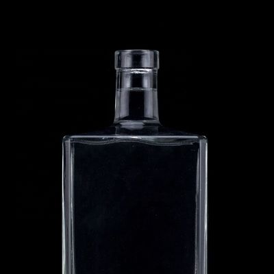 Σκηνότυπη 1000ml Διαφανές γυάλινο μπουκάλι για βότκα τετραγωνικό σχήμα με καπάκι βίδας