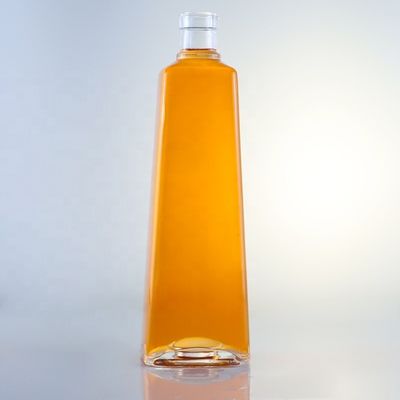 750 ml Φλιντ γυαλί Διαφανές τετράγωνο στρογγυλό μπουκάλι τζιν με βρόχο πάνω φινίρισμα και ελεύθερο σχέδιο