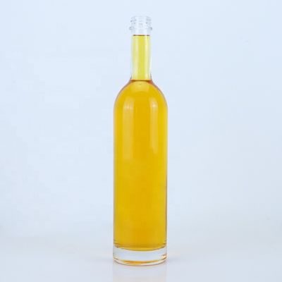 Προσαρμοσμένο λογότυπο 700ml 750ml High Flint Round Shape Glass Flask με βρόχο πάνω φινίρισμα