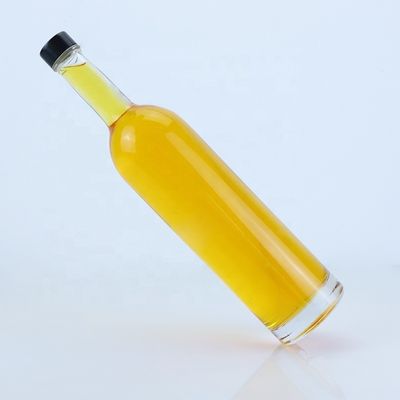 Προσαρμοσμένο λογότυπο 700ml 750ml High Flint Round Shape Glass Flask με βρόχο πάνω φινίρισμα