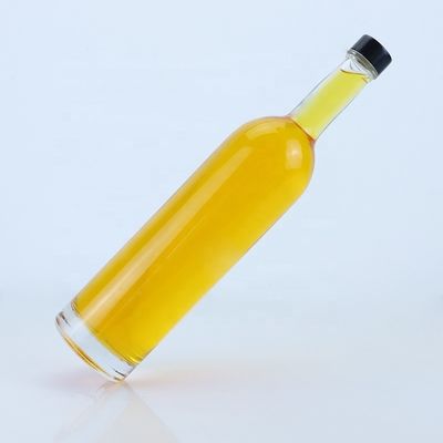 Προσαρμοσμένο λογότυπο 700ml 750ml High Flint Round Shape Glass Flask με βρόχο πάνω φινίρισμα