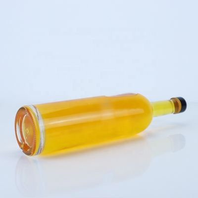 Προσαρμοσμένο λογότυπο 700ml 750ml High Flint Round Shape Glass Flask με βρόχο πάνω φινίρισμα