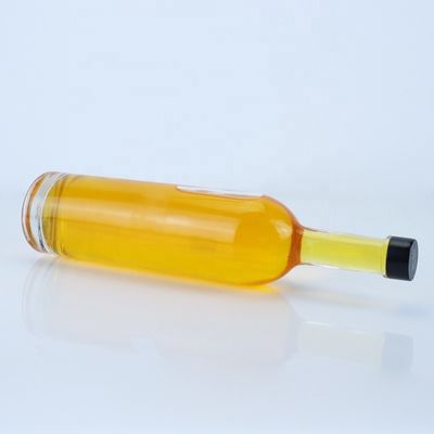 Προσαρμοσμένο λογότυπο 700ml 750ml High Flint Round Shape Glass Flask με βρόχο πάνω φινίρισμα