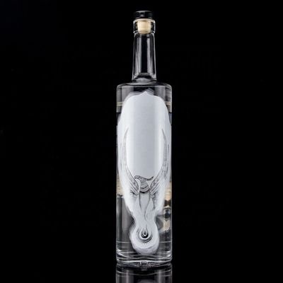 Γυαλί 750 ml 500 ml Decal εκτύπωση μπουκάλι βότκα με παγωμένο σχεδιασμό και βασικό υλικό