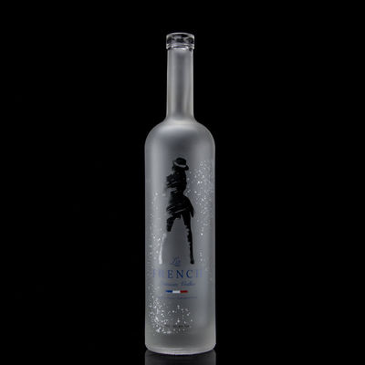 Γυάλινο κολάρο 750ml Acid Etch Vodka μπουκάλι με καθαρό ή προσαρμοσμένο χρώμα σε χρώμα
