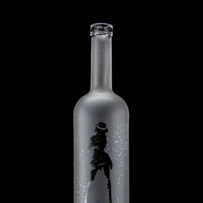 Γυάλινο κολάρο 750ml Acid Etch Vodka μπουκάλι με καθαρό ή προσαρμοσμένο χρώμα σε χρώμα