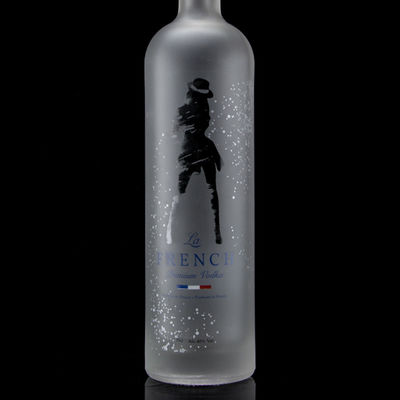 Γυάλινο κολάρο 750ml Acid Etch Vodka μπουκάλι με καθαρό ή προσαρμοσμένο χρώμα σε χρώμα