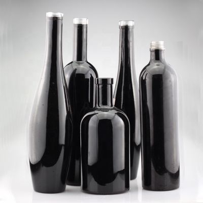 750 ml Λάμψη Μαύρο Γυαλί Βότκα Ζωγραφισμένα μπουκάλια Σκηνότυπη Τζιν Κλείσιμο μπουκάλι ποτό