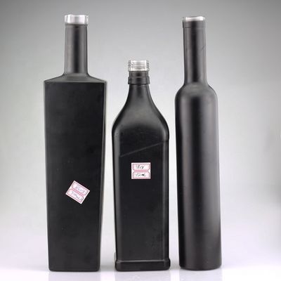 750 ml Λάμψη Μαύρο Γυαλί Βότκα Ζωγραφισμένα μπουκάλια Σκηνότυπη Τζιν Κλείσιμο μπουκάλι ποτό
