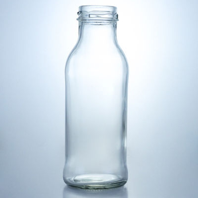 250 ml στρογγυλό γυάλινο δοχείο τροφίμων για γάλα χυμό φρούτο τσάι προσαρμοσμένο λογότυπο και γυάλινο κολάρο