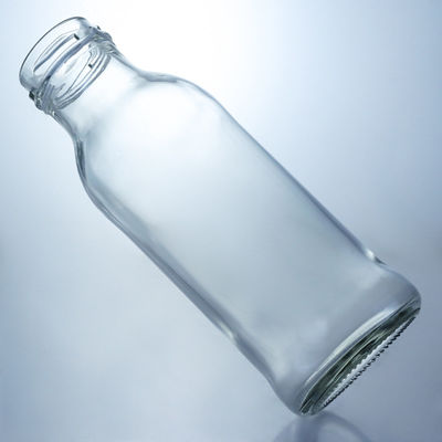 250 ml στρογγυλό γυάλινο δοχείο τροφίμων για γάλα χυμό φρούτο τσάι προσαρμοσμένο λογότυπο και γυάλινο κολάρο