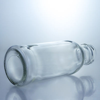 250 ml στρογγυλό γυάλινο δοχείο τροφίμων για γάλα χυμό φρούτο τσάι προσαρμοσμένο λογότυπο και γυάλινο κολάρο