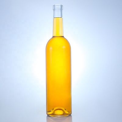 Προσαρμοσμένο λογότυπο γυάλινο μπουκάλι για 750ml μακρύ λαιμό διαυγές Flint Gin Ρουμ Σαμπάνια Λικέρ
