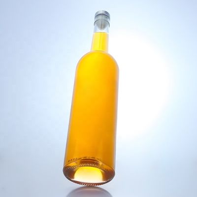 Προσαρμοσμένο λογότυπο γυάλινο μπουκάλι για 750ml μακρύ λαιμό διαυγές Flint Gin Ρουμ Σαμπάνια Λικέρ