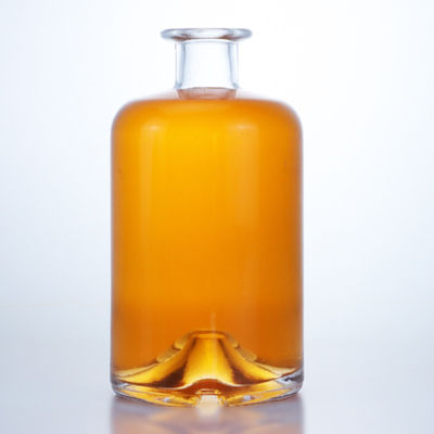 Γυάλινο κολάρο 750 ml Κοντός λαιμός Στρογγυλό σχήμα Άδειο Διαυγές Σφιντ Τζιν Ρουμ Σαμπάνια Λικέρ Πνευματώδη Ποτά μπουκάλι με φελλό