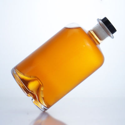 Γυάλινο κολάρο 750 ml Κοντός λαιμός Στρογγυλό σχήμα Άδειο Διαυγές Σφιντ Τζιν Ρουμ Σαμπάνια Λικέρ Πνευματώδη Ποτά μπουκάλι με φελλό