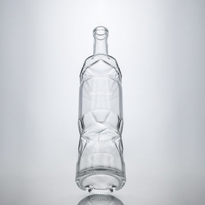 Επιφανειακή επεξεργασία Decal Custom Shape Embossed Glass Liquor Bottle για το Whisky Gin Rum