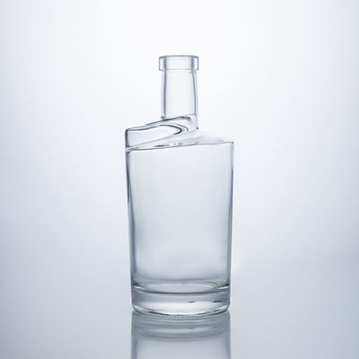 Στρογγυλό σχήμα Custom Design 750ml Διαυγές κενό ποτό γυάλινο μπουκάλι για ρούμι Βότκα Τζιν Ουίσκι