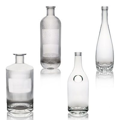 Προσαρμοσμένο σχήμα 700 ml 750 ml Ρουμ Βότκα Ουίσκι Τεκίλα Τζιν γυάλινο μπουκάλι με λογότυπο φελλού