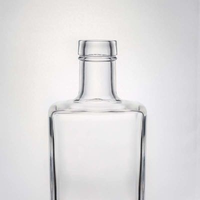 Ελαφρύ τετράγωνο γυάλινο μπουκάλι 700ml 750ml για ουίσκι βότκα τζιν κολάρο υλικό γυαλί