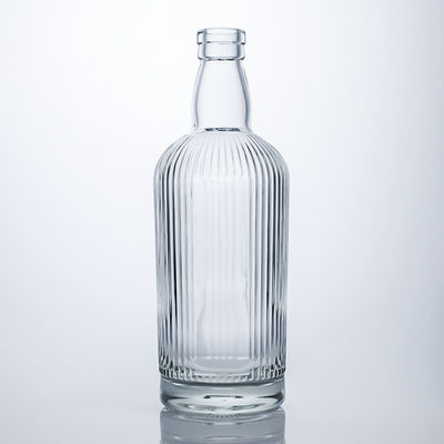 750 ml στρογγυλό σχήμα γυάλινο μπουκάλι με λωρίδα και φελλό για ρούμι βότκα ουίσκι τεκίλα τζιν