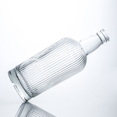 750 ml στρογγυλό σχήμα γυάλινο μπουκάλι με λωρίδα και φελλό για ρούμι βότκα ουίσκι τεκίλα τζιν
