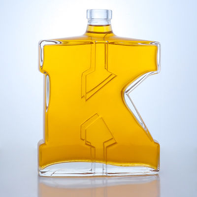 Προσαρμοσμένο K σχήμα Super Flint γυάλινο μπουκάλι για ουίσκι Gin Ρουμ Brandy Spirit Βιομηχανικό ποτό Cork Top