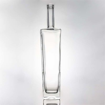 Υλικό του σώματος Γυαλί 1000 ml τετραγωνικό μπουκάλι ουίσκι με υψηλό φρεάτιο και φελλό