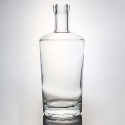 Γυαλί 750 ml Στρογγυλό σχήμα Διαυγές μπουκάλι από φρεάτιο για εξατομικευμένο τζιν ρούμι