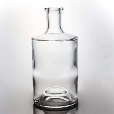 Διαυγές ή προσαρμοσμένο στρογγυλό 750 ml 1000 ml γυάλινο μπουκάλι με ξύλινο φελλό για ουίσκι