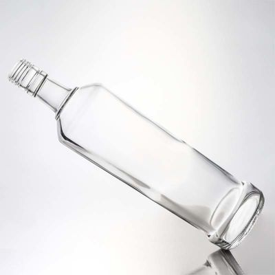 Ετικέτα Προσαρμοσμένο στρογγυλό σχήμα 730ml 1000ml Κενό υψηλό φρεατίν Gin Ρουμ Βότκα Ουίσκι Μπράντυ Λικέρ γυάλινο μπουκάλι με τύπου σφραγίσματος φελλού