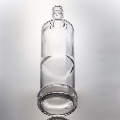 Ετικέτα Προσαρμοσμένο στρογγυλό σχήμα 730ml 1000ml Κενό υψηλό φρεατίν Gin Ρουμ Βότκα Ουίσκι Μπράντυ Λικέρ γυάλινο μπουκάλι με τύπου σφραγίσματος φελλού