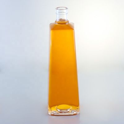 Προσαρμοσμένο λογότυπο Διαφανές γυαλί 750 ml μπουκάλι ουίσκι με φελλό και τετραγωνικό σχήμα