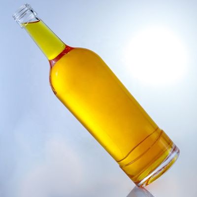 Γυάλινο κολάρο Στρογγυλό σχήμα Κενά γυάλινα μπουκάλια 750 ml για τεκίλα Μπράντυ Ρουμ Τζιν Ουίσκι