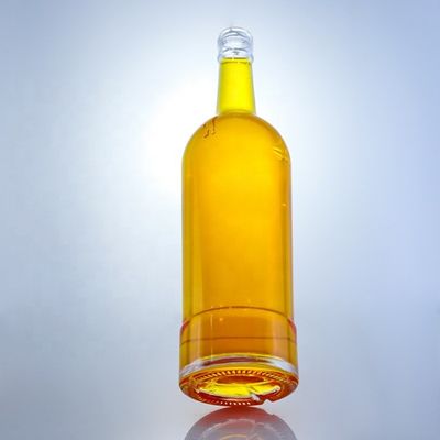 Γυάλινο κολάρο Στρογγυλό σχήμα Κενά γυάλινα μπουκάλια 750 ml για τεκίλα Μπράντυ Ρουμ Τζιν Ουίσκι