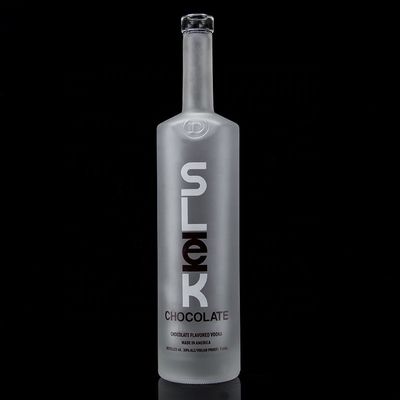 Τύπος σφραγίσματος φελλού 750ml 1000ml Frosted Decal Clear Flint Glass Flask για Gin Rum Champagne Tequila Whisky Προσαρμοσμένο λογότυπο
