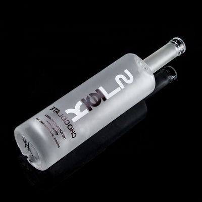 Τύπος σφραγίσματος φελλού 750ml 1000ml Frosted Decal Clear Flint Glass Flask για Gin Rum Champagne Tequila Whisky Προσαρμοσμένο λογότυπο