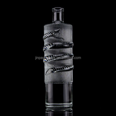 Λοξοφόρο μπουκάλι γυαλιού 750ml 1000ml Διαυγές Flint Gin Ρουμ Σαμπάνια Τεκίλα μπουκάλι ουίσκι με φελλό