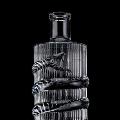 Λοξοφόρο μπουκάλι γυαλιού 750ml 1000ml Διαυγές Flint Gin Ρουμ Σαμπάνια Τεκίλα μπουκάλι ουίσκι με φελλό
