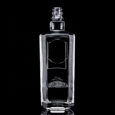750 ml 75cl Super Flint Square Embossed Glass Flask με βιδωτό καπάκι Ρουμ Βότκα Ουίσκι