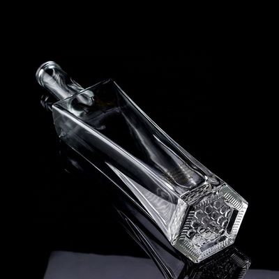 Μοναδικό 750ml Square Shoulder Super Flint γυάλινο μπουκάλι με φελλό για Ρουμ Βότκα Ουίσκι