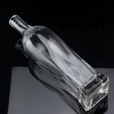 750 ml Super Flint Round Shoulder Square Based Rum Vodka Liquor γυάλινο μπουκάλι με φελλό